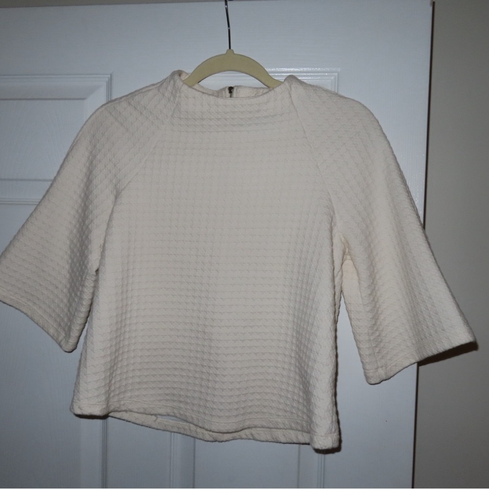 Anthropologie Cream Textured Cowl Sweater